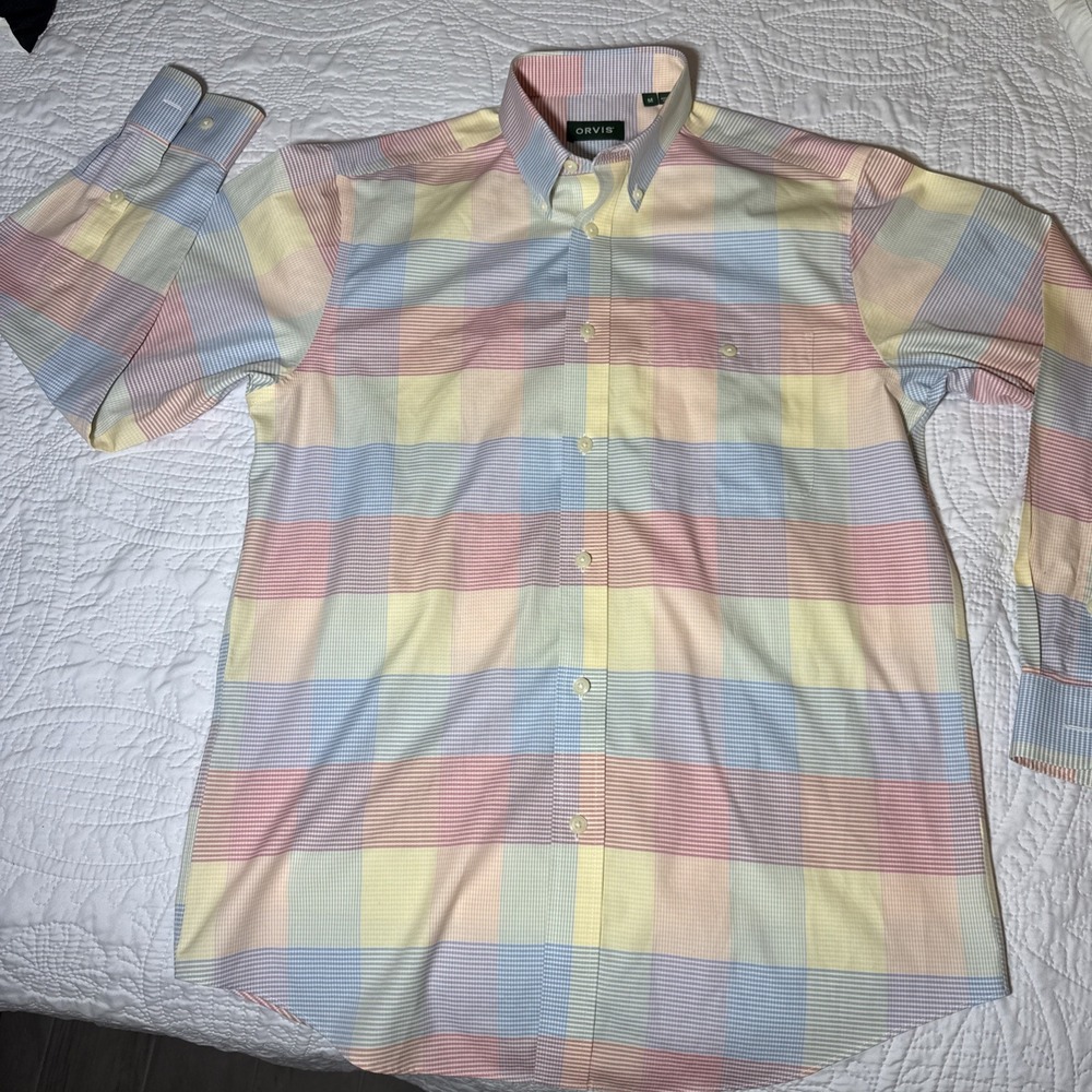 Orvis Wrinkle Free Shirt‎ Medium Long Sleeve Button Down Multicolor Plaid